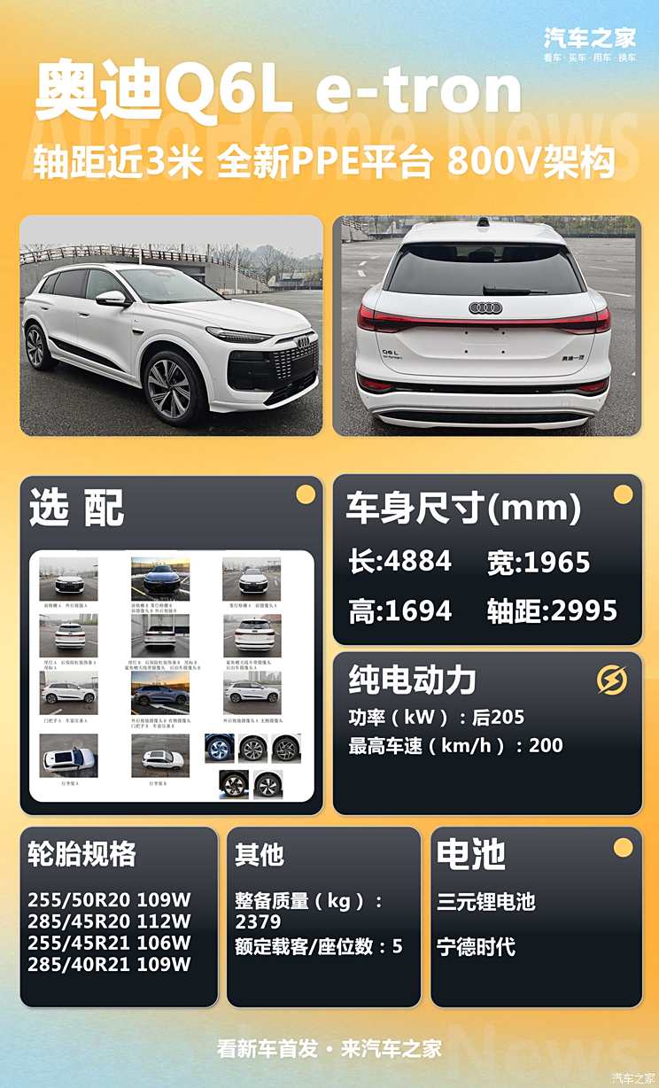 一汽奥迪Q6L e-tron/Q6L e-tron Sportback申报图 轴距近3米